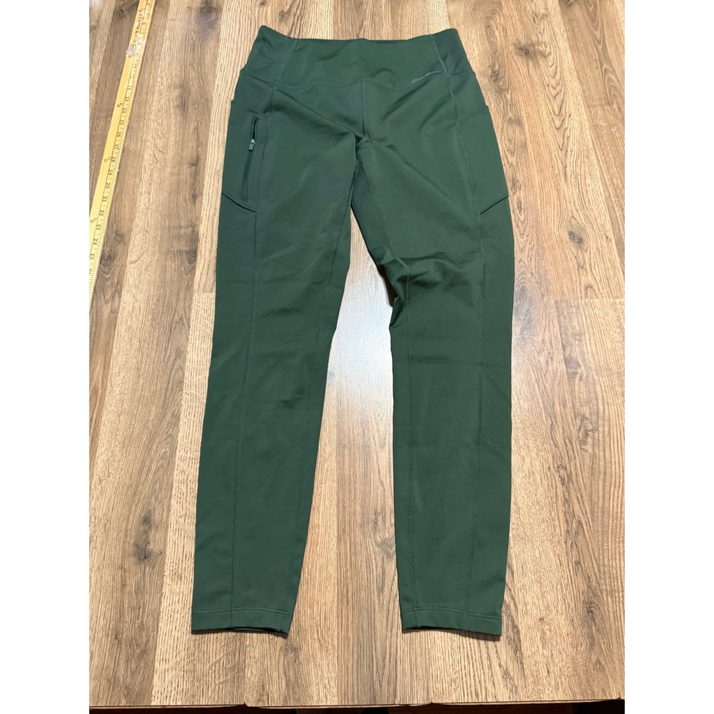 Eddie Bauer Leggings Women Size M Green High Rise Pockets Hiking Trail Tight